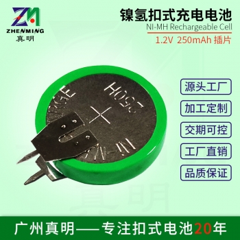 250h 250mah发光声音玩具镍氢充电纽扣电池